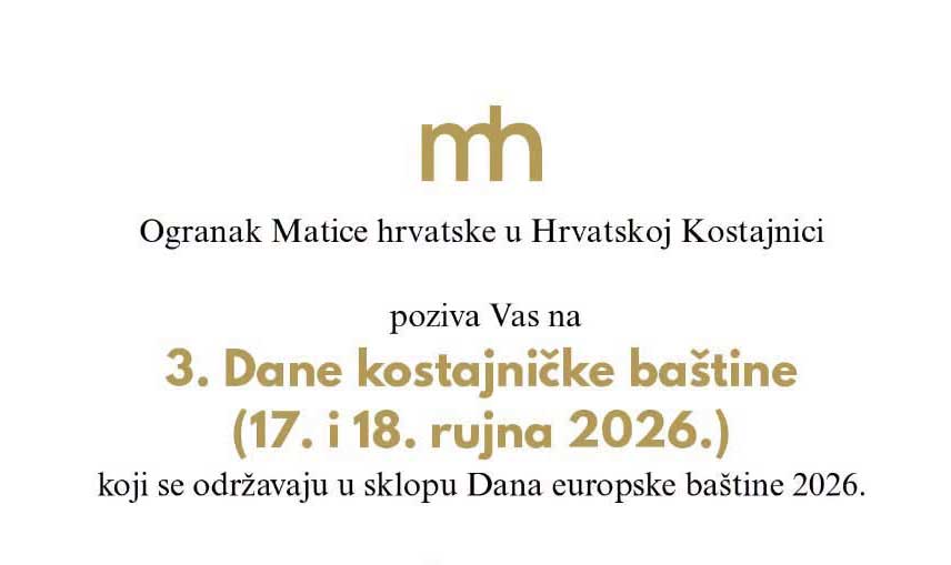 3. Dani kostajničke baštine 2026.