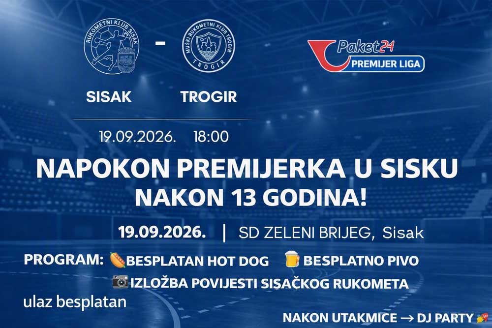 Rukometna subota u Sisku: Premijer liga se vraća nakon 13 godina uz veliku feštu u SD Zeleni brijeg